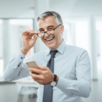 Attorney at desk with law firm phone system on a client call